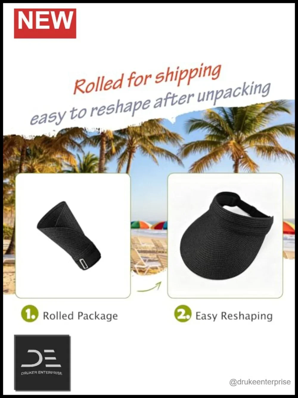 3 Pack Paper Straw Sun Visor Hats Wide Brim UPF 50+